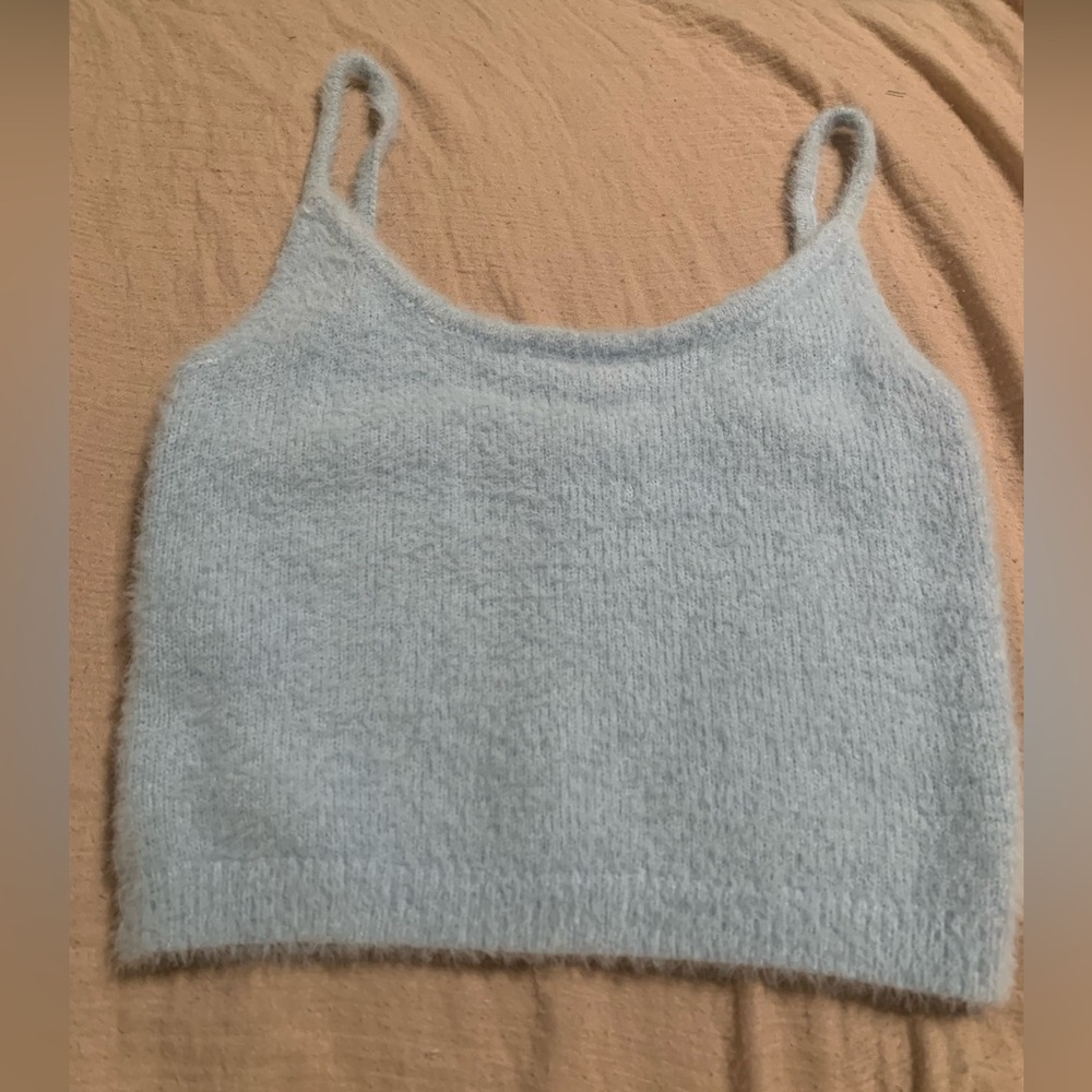 Fuzzy blue cropped tank top | Kendall and Kylie | slightly used
